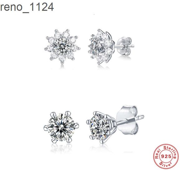 Pendientes de plata de ley 925 de calidad personalizada para mujer, aretes de moissanita con perno prisionero de plata esterlina de 5mm