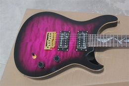 Custom gewatteerde Maple Top Reed Smith 24 Frets Purple Burst Electric Guitar Bat Inlay Mahonie Rosewood Boodboard Golden Hardware Hoge kwaliteit