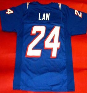 personnalisé Rare 1995 24 Ty Law bleu blanc couleur hommes jeu porté RETRO Jersey College Jersey taille S4XL ou personnalisé n'importe quel nom ou numéro jer6775089