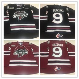 Aangepaste zeldzame hockey Jersey mannen jeugd vrouwen Vintage GUELPH STORM #9 Nick Suzuki 2023 OHL spel gedragen maat S-5Xl CCM zwart rood 57