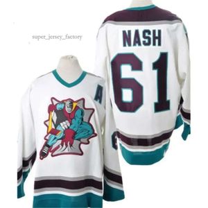 Aangepaste zeldzame vintage 2000-02 OHL RICK NASH London Knights Hockey Jersey borduurwerk witte Ed of aanpassen van elk nummer en naam Jerseys S-7896 2476