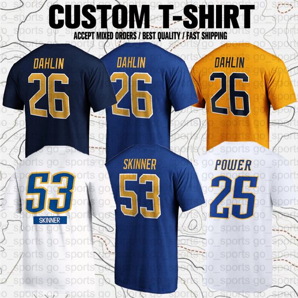 T-Shirt personnalisé Rasmus Dahlin Alex Tuch Pat LaFontaine Jeff Skinner Owen Power USA pour les Fans du Club de Hockey de marque