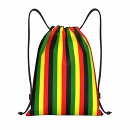 Aangepaste rasta kleuren rood groen goud felgekleurd gestreepte trekkoord tassen vrouwen lichtgewicht jamaicaanse sport gym opslag rugzak i0ap#