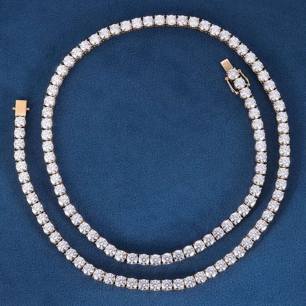 Collane con bracciale a catena a maglie con diamanti naturali Moissanite Lab in oro massiccio 10K 14K personalizzato 3mm 4mm 5mm 6.5mm