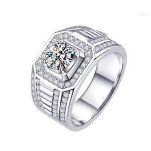 Aangepaste Real 925 Sterling Zilver Engagement Wedding Fake Diamond Vvs Moissanite Ring Band voor Mens Stone Resizable Sieraden
