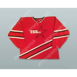 Maillot de hockey rouge personnalisé de l'armée rouge 77, nouveau haut cousu S-M-L-XL-XXL-3XL-4XL-5XL-6XL