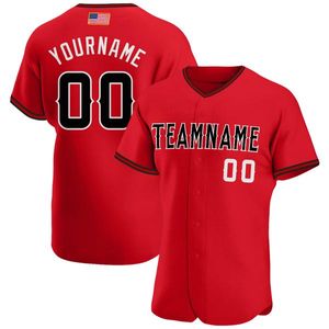 Custom Red Black-White Blanc Authentique drapeau américain Jersey de baseball