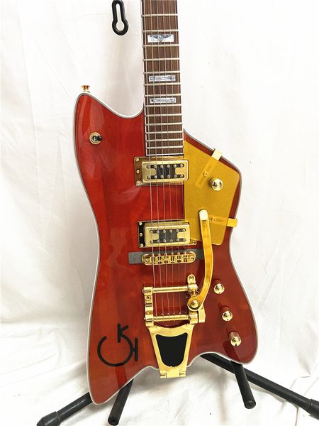 Custom Red Finishing Grand Electric Guitar Gloss Body Paint Jazz Guitar Tremolo Bridge