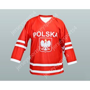 Personnalisé rouge WIESLAW JOBCZYK équipe POLSKA Pologne maillot de HOCKEY nouveau haut cousu S-M-L-XL-XXL-3XL-4XL-5XL-6XL