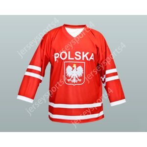 Aangepaste RODE WIESLAW JOBCZYK TEAM POLSKA POLEN HOCKEY JERSEY NIEUWE Top gestikt S-M-L-XL-XXL-3XL-4XL-5XL-6XL