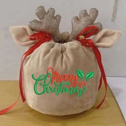 Rendeer personnalisé Veet mignon cordonnage en gros sac de Noël en gros de Santa Antler Bag 828