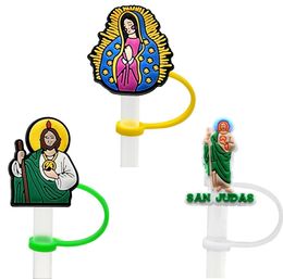 Religion Custom Sillicone Plaw Toppers Accessoires Cover Charmes Réutilisables Péporne de consommation de poussière de poussière DÉCORATIVE 8 mm Paille8127724