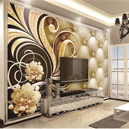 Papel minorista personalizado 3D flor de fondo de flores exquisito y lujoso sala de estar floral dormitorio decoración de la cocina pintura fondos de pantalla de mural294o