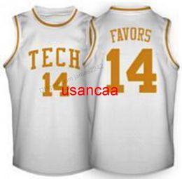 Custom Retro # 14 Derrick Favors tech College Basketball Jersey Hombre Blanco Cualquier tamaño XS-3XL 4XL 5XL Nombre o número