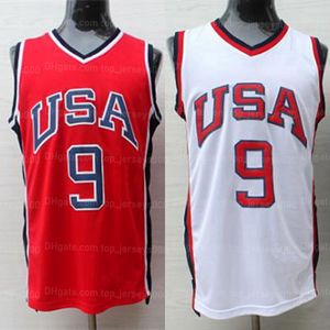 Personnalisé rétro 1984 # 9 Michael Basketball Jersey cousu blanc rouge taille S-4XL tous les noms numéro maillots de qualité supérieure