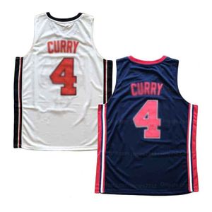 Custom Retro 1992 Stephen Curry #4 Jersey de baloncesto Ed White Blue White Any Nombre Jerseys Tamaño S-4XL Calidad superior