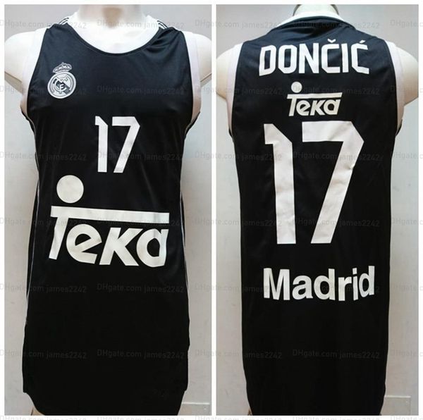 Retro personnalisé 2014-2015 Luka Doncic # 17 Basketball Jersey Men's Black TOUT Numéro de nom S-4xl