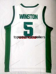 Maillot de basket-ball rétro personnalisé Cassius Winston #5, cousu blanc, taille S-4XL, tous noms et numéros