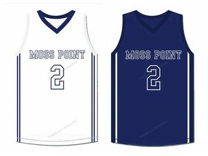 Retro de Devin Booker # 2 Moss Point High School Basketball Jersey Men's Ed Blue White Size S-4xl Tout nom et numéro de qualité supérieure