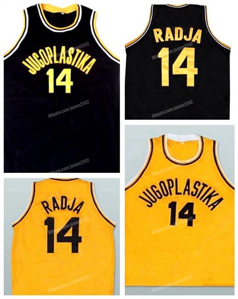 Retro Dino # 14 RADJA JUGOPLASTIKA BASKETBALL MELL'S MEN'S ED Black Yellow tout nom de nom S-4xl Jerseys