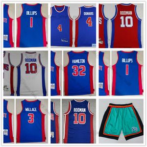 Personalizado Retro Mitchell Ness Jersey Baloncesto 4 Joe Dumars 10 Dennis Rodman 11 Isiah Thomas 1 Chauncey Billups 3 Ben Wallace 30 Rasheed Wallace 33 Grant Hill