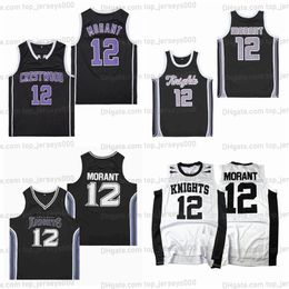 Maillot de basket-ball rétro Ja Morant #12 pour hommes, cousu noir et blanc, avec n'importe quel nom et numéro, maillots de qualité supérieure