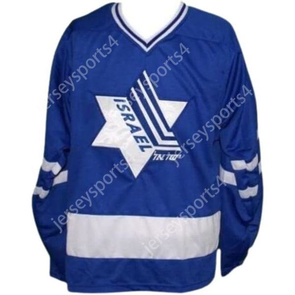 Custom rétro Peter 66 Team Israel Hockey Jersey Blue Size S-6XL TOUT NOM ET NUMBRE QUALITÉ NOUVEAUX TOP ED S-M-L-XL-XXL-3XL-4XL-5XL-6XL