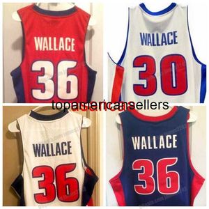 Personnalisé rétro Rasheed 36 Wallace College Basketball Jersey tout cousu blanc bleu rouge taille S-4XL n'importe quel nom numéro gilet maillots