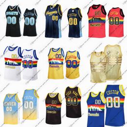 Jerseys de baloncesto de retro retro personalizados Allen Iverson Carmelo Anthony Dikembe Mutombo Alex Inglés David Thompson Dan Issel Byron Beck
