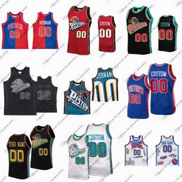 Aangepaste retro throwback gestikte basketballirs Chauncey Billups Joe Dumars Dennis Rodman Isiah Thomas Rasheed Wallace Richard Hamilton Hill Laimbeer