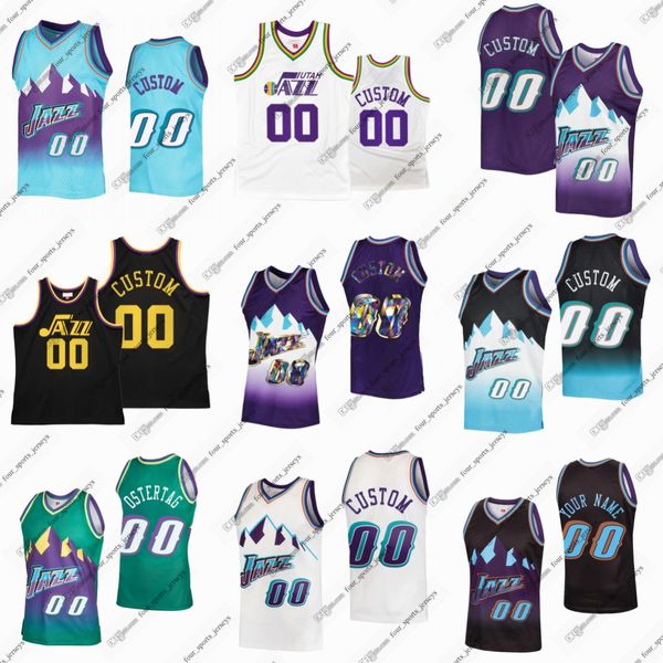 Jers de basket-ball rétro personnalisés Pete Maravich John Stockton Carlos Arroyo Karl Malone Pistol Adrian Dantley Mark Eaton