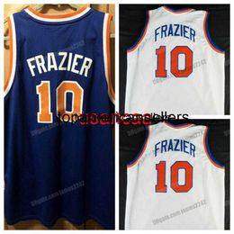 Personalizado Retro Walt 10 Frazier Basketball Jersey College Todo cosido Blanco Azul Tamaño S-4XL Cualquier nombre Número Chaleco Jerseys