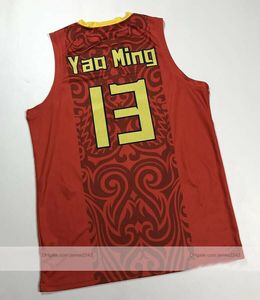 Retro personnalisé Yao Ming # 13 Team China China Basketball Jersey Taille rouge S-4xl Tout nom et numéro de qualité supérieure Yao's Jerseys