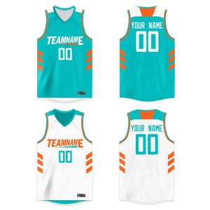 Jersey de basket-ball réversible personnalisé personnalisé imprimé votre nom et numéro Uniforme sportif d'équipe pour hommes femmes enfants 240402