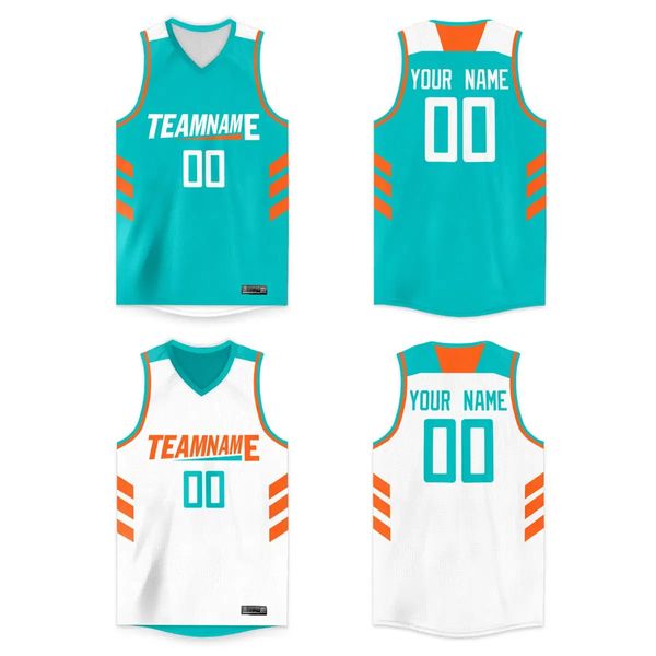 Jersey de baloncesto reversible personalizado impreso su nombre y número uniforme de deportes de equipo para hombres niños 240402