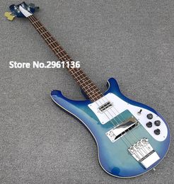 Custom 4 Strings Blue Burst 4003 Elektrische Bas Guitar Chorme Hardware, Rosewood Fingerboard Dot Inlay, Top Selling