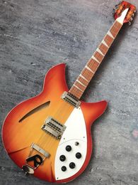 Promotie! Fire GLO Cherry Sunburst 330 12 Strings Hollow Elektrische gitaar, glanzend lak-toets, twee output, vintage tuners, vijf knoppen