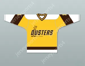 Custom Rick Lemay 1 Binghamton Broome Dusters Jaune Hockey Jersey 2 Top cousé S-M-L-XL-XXL-3XL-4XL-5XL-6XL