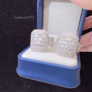 Anillos personalizados Sier Iced Out Vvs Moissanite Baguette Diamond Hip Hop Ring