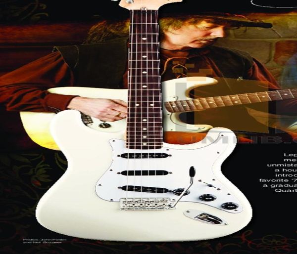 Ritchie personalizado Blackmore Signature Alpine White Strat Elecric Guitar Difton de palo de rosa festoneada Big Headstock Triangle Neck 1686017