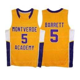 Aangepaste RJ Barrett #5 Montverde Academy basketbal Jersey High School geel genaaid elke naam nummer maat S-4XL