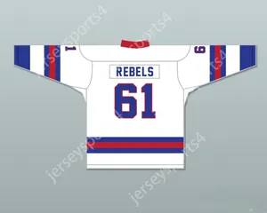 Roanoke Valley Rebels 61 White Tie Down Hockey Jersey Top cousé S-M-L-XL-XXL-3XL-4XL-5XL-6XL