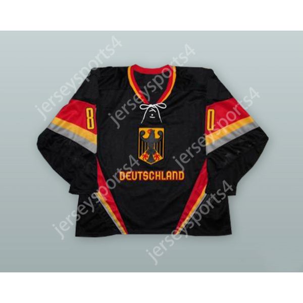 Personalizado ROBERT MULLER 80 EQUIPO NACIONAL DE ALEMANIA JERSEY DE HOCKEY NEGRO NUEVO Top cosido S-M-L-XL-XXL-3XL-4XL-5XL-6XL