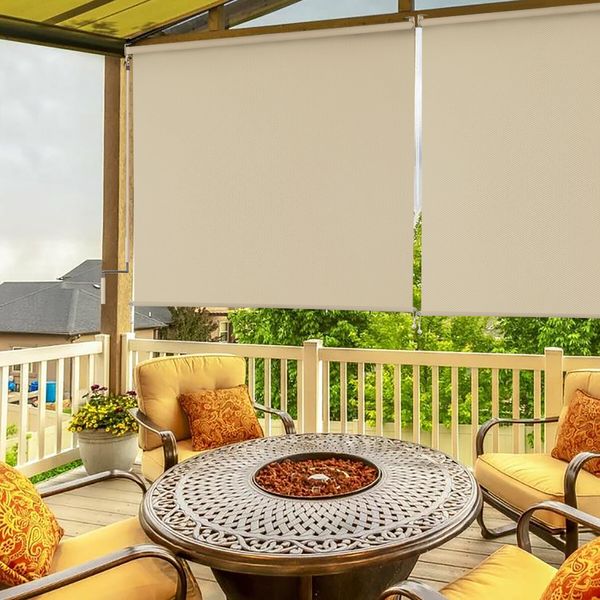 Rouleau personnalisé Pull up Outdoor Beige Shades Boute de patio Pont d'écran de soleil étanche strists extérieurs pour le balcon et le jardin de gazebo