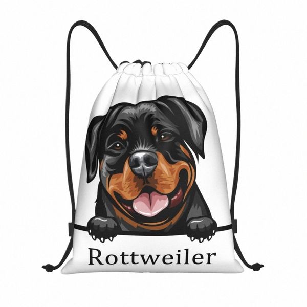 Sac à cordon de chien Rottweiler personnalisé pour entraîner des sacs à dos de yoga femmes hommes animaux de compagnie de sport sportif sackpack i12m #