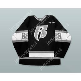 MAILLOT DE HOCKEY NOIR RUGH RYDERS 88 personnalisé NOUVEAU Top cousu S-M-L-XL-XXL-3XL-4XL-5XL-6XL