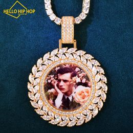 Médaillons ronds personnalisés Photo Pendant le dos solide Faire une chaîne de collier de mémoire pour les hommes bijoux hip hop