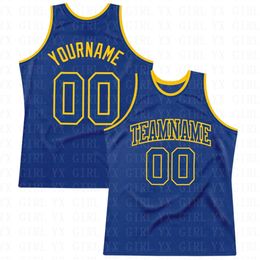 Custom Royal Royal Gold-Black Authentic Basketball Jersey Jersey 3D Tigas de tanques impresas Hombres Personalizados unisex Top