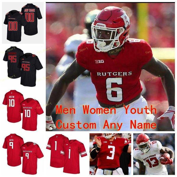 Custom Rutgers Scarlet Knights College Football Jersey 3 Olakunle Fatukasi 33 Parker Day 4 Aaron Young 40 Joseph Hayford Youth Stitched