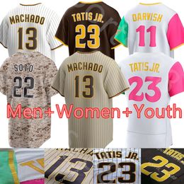 Custom S-4XL 22 Juan Soto Jersey 23 Fernando Tatis Jr. 13 Manny Machado 9 Jake Cronenworth 19 Tony Gwynn 2 Bogaerts Lamet Padre Baseball Jerseys